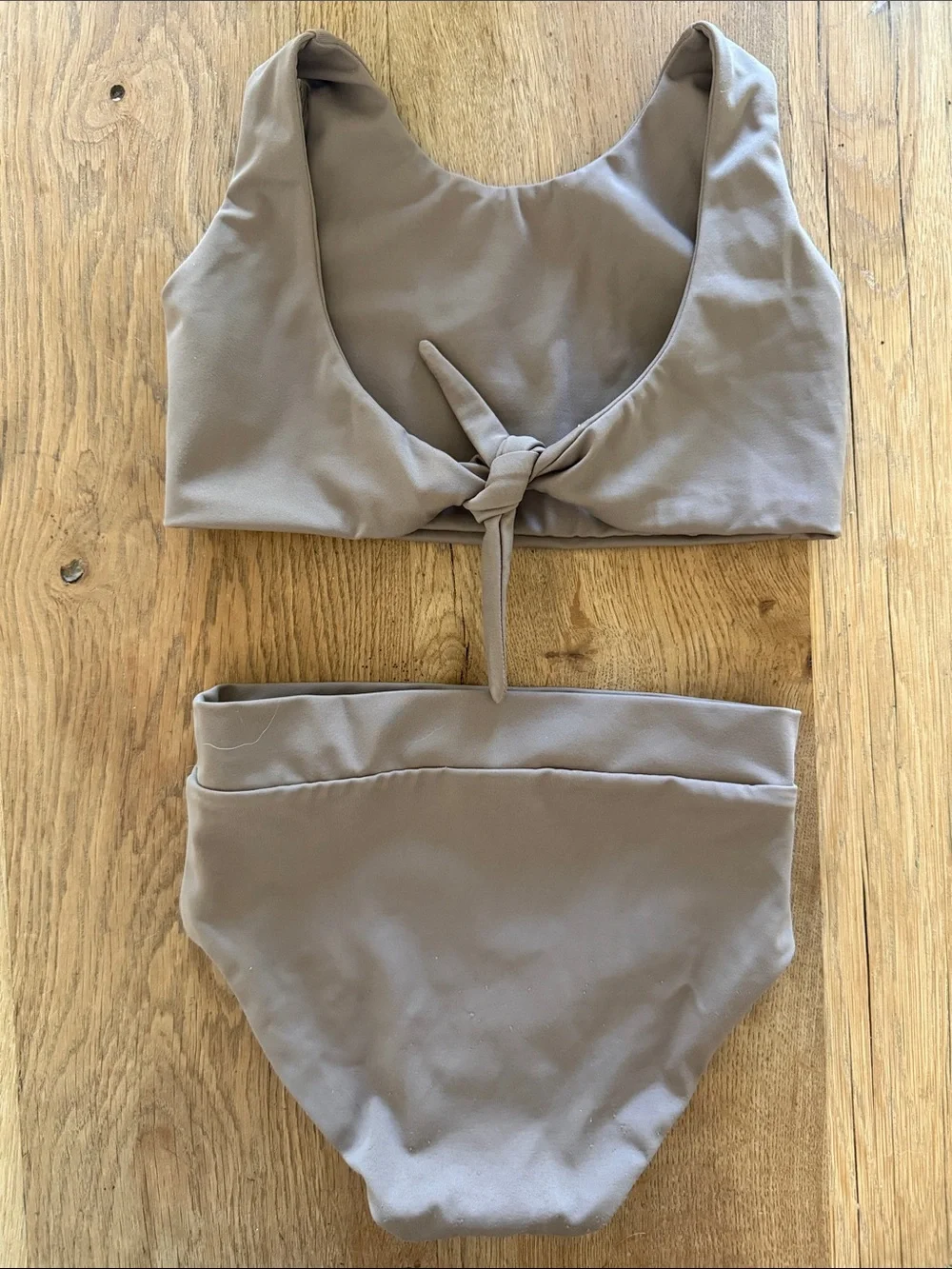 Simple Folk 3-4Y Taupe High-Waist Two-Piece Swim Set